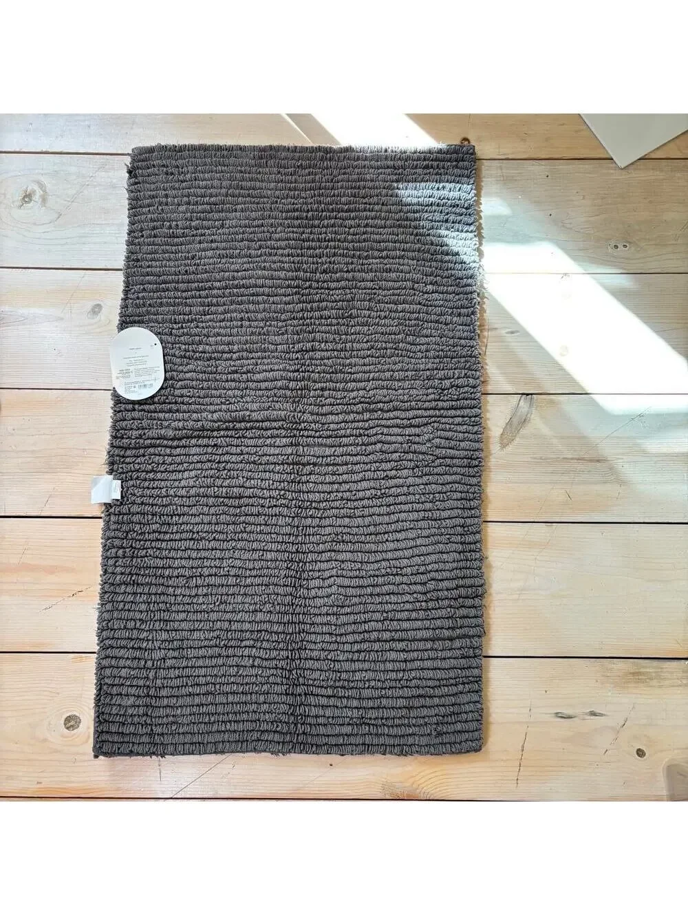 Threshold NWT Gray Performance Plus Reversible 100% Cotton Bath Rug 20x34
